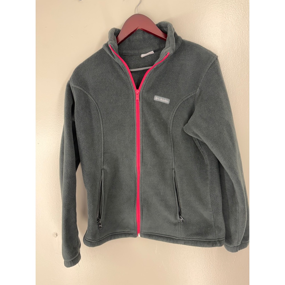 Columbia Womens Benton Springs Full Zip Fleece Jacket Gray Pink Large L